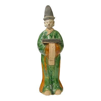 #ad Chinese Green Tri Color Ceramic Ancient Dressing Art Figure ws1184 $123.50