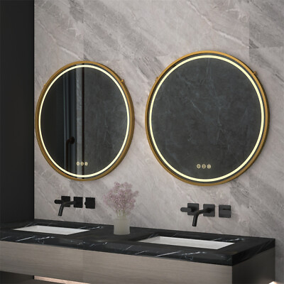 #ad Dimmable Round Bathroom LED Lighted Mirror Vanity Makeup Smart Touch Anti Fog US $99.92