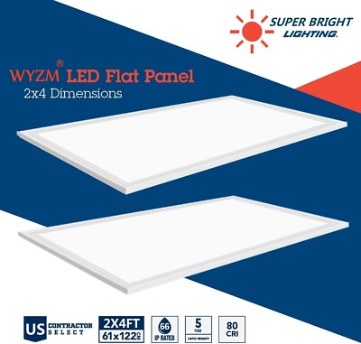 #ad 2 Pack 2x4 FT 75W LED Troffer Panel Light Recessed Dropped Ceiling Lamp Fixture $121.01