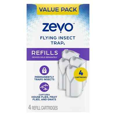 #ad NEW Zevo Flying Insect TrapFly Trap Refill Cartridges Twin Pack 4 Cartridges $13.45