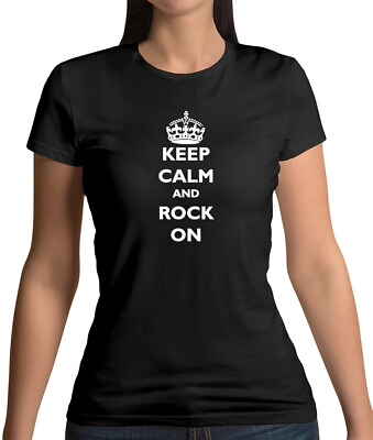 #ad Keep Calm Rock On Womens T Shirt Music Musician Band Rocker Musical GBP 13.95