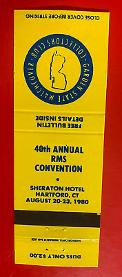 #ad Vintage RMS Convention 40th Annual 1980 Hartford Connecticut Matchbook Cover Vtg $7.99