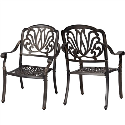 #ad Patio Chair Set of 2 Cast Aluminum Stackable Dining Chairs Set Outdoor Chairs $119.99