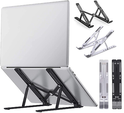 #ad Portable Adjustable Aluminum Alloy Laptop Stand Notebook Tablet Holder Foldable $15.95