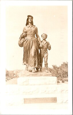 #ad Statue Historical Monument Sepia WOB Postmarked Vintage Cancel Postcard $2.75