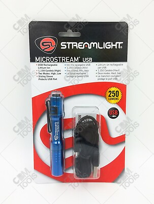 #ad Streamlight 66603 MicroStream Rechargeable USB LED Clip On Pocket Light BLUE $35.06