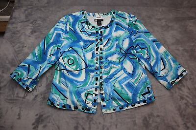 #ad Carole Little Shirt Womens Large Blue Lightweight Casual Overshirt Jacket Layer $20.23