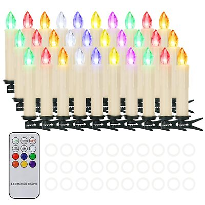 #ad Colorful Christmas Tree Candle Lights Battery Powered Remote Control LED Tape... $40.04