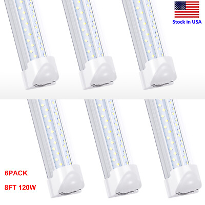 #ad 6PACK 8FT LED Shop Light 120W T8 Linkable LED Light Fixture For Garage Warehouse $101.99