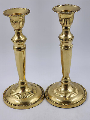 #ad Vintage Century Pair of Brass Candle Stick Holders 8½quot; India $19.99