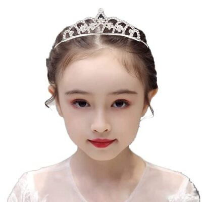 #ad Gortin Girls Crystal Tiara Crown Silver Children Princess Crown for Birthday ... $11.22