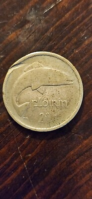 #ad 1928 Ireland Irish .750 Silver Florin Coin $5.50