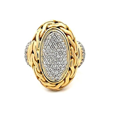 #ad John Hardy Pave Diamond Ring Signet Classic Chain Style Oval 18k Gold $2499.00