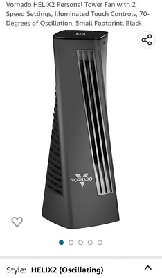 #ad Vornado HELIX2 Personal Tower Fan with 2 Speed Settings Illuminated Touch Contr $21.25