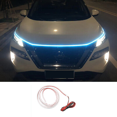 #ad For Nissan Rogue 2021 2023 Car Blue LED DRL Lamp Hood Strip Lights Engine Cover $67.98