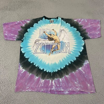 #ad Led Zeppelin Shirt Mens 2XL XXL Liquid Blue Tie Dye Swan Song Single Stitch $69.95