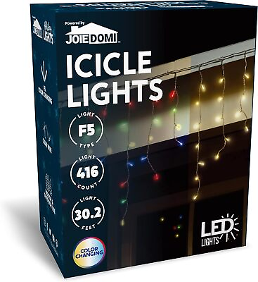 #ad 47 Ft. Clear Wire String Indoor Outdoor LED Color Changing Icicle Lights 416ct $19.99