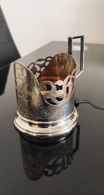 #ad Vintage Soviet Russian Silver 875 Gilded Tea Glass Cup Holder Podstakannik 110g $189.00