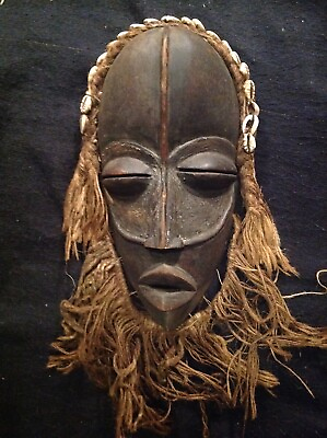 #ad African Tribal Dan Mask. Wood and Cowrie shells. Early 20th C $75.00