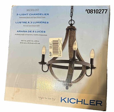 #ad Kichler 3 Light Chandelier #34818 Pre Owned $40.00