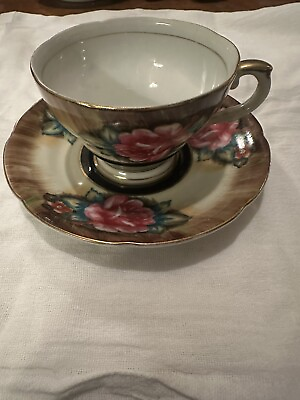 #ad Lefton China Hand Painted Pink Floral Colorful Tea Cup amp; Saucer Set $24.00