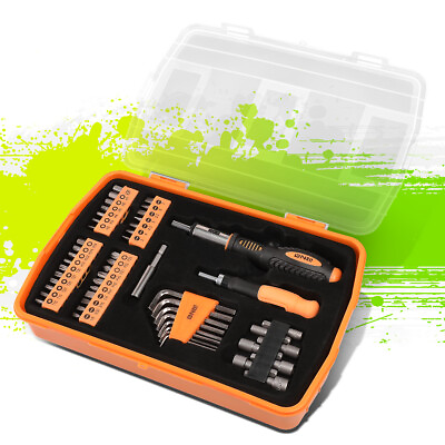 #ad 51Pcs Screwdriver Bits Adapter 1 4quot; Handle Ratcheting Socket Drill Set Orange $18.99