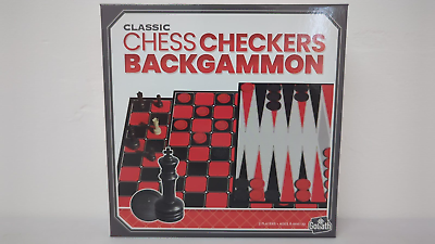 #ad NEW amp; SEALED Classic Chess Checkers Backgammon 3 in 1 Board Games Set Goliath $10.80