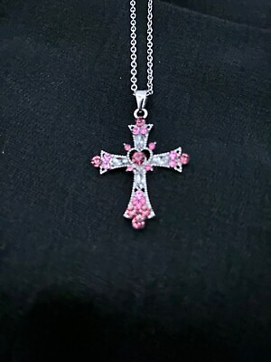 #ad Pink Cross Necklace Y2k $15.00