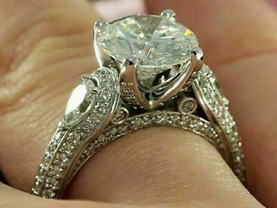 #ad Engagement Wedding Women#x27;s Ring 2CT Round Cut Moissanite Real 925 Sterlin Silver $111.33
