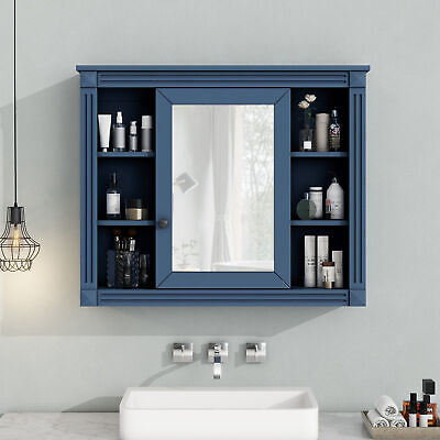 #ad Medicine Cabinet Wall Mounted Storage Cabinet with Mirrored Door amp; Open Shelves $184.86