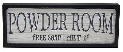 #ad Powder Room Free Soap Farmhouse Rustic Framed Toilet Bathroom Shelf or Wall Sign $15.99