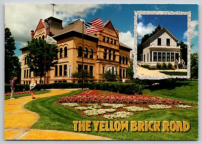 #ad Postcard The Yellow Brick Road Grand Rapids Minnesota Old Central School $9.99