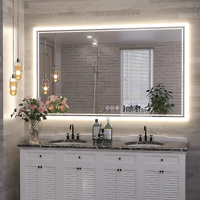 #ad Illuminated Bathroom Mirror Antifog Wall Hanging Touch Dimmable Vanity Mirror $82.95