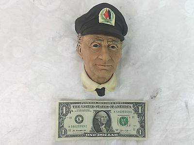 #ad 1972 Bossons Retired Sea Captain Head Hand Painted Chalkware Wall Decor England $29.00
