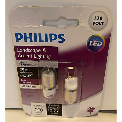 #ad Philips 20w Replacement 2 Pack LED NEW Landscape Lighting G8 Bi Pin Base $11.99