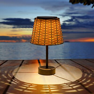 #ad Solar Table Lamps for OutsideHandmade Rattan Woven LED Desk Outdoor Lamp Wat... $56.01