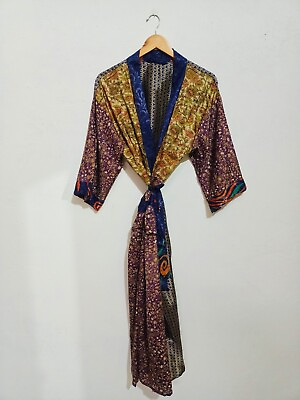 #ad Indian Multi Silk Kimono Bath Robes Silk Long Bath Robes Silk Kimono Robes AU $33.30