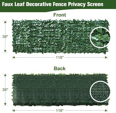 #ad 118 x 39quot; Faux Ivy Leaf Artificial Hedge Fencing Privacy Screen Decorative $45.79