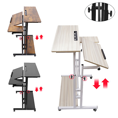 #ad Mobile Standing Desk Adjustable Stand Up Laptop Desk Workstation for Home Office $72.81