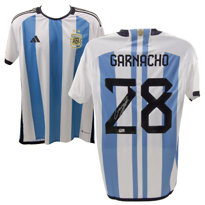 #ad Alejandro Garnacho Signed Argentina National Team Soccer Jersey 28 Beckett COA $399.99
