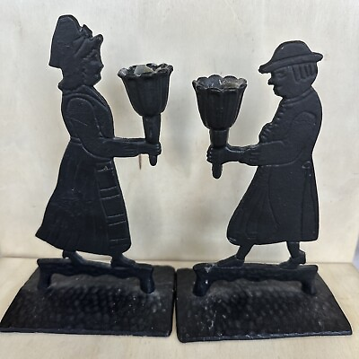 #ad Vintage Metal Candlestick Holders Colonial Style. Man and Woman $12.00
