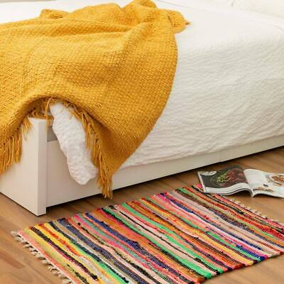 #ad New Indian Cotton Rag Rug Dari Chindi Throw Woven Handmade Vintage Mat 20x32in $18.45
