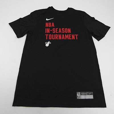 #ad Miami Heat Nike NBA Authentics Dri Fit Short Sleeve Shirt Men#x27;s Black New $41.99