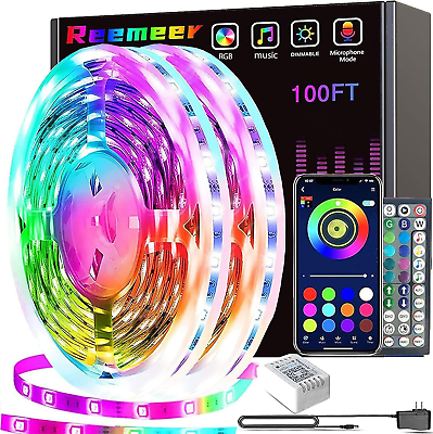 #ad 100Ft Led Lights Smart APP Control Music Sync Led Strip Lights RGB Color Changin $14.86