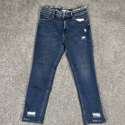 #ad KanCan Jeans Womens 28 Blue Estilo Skinny Low Rise Denim Stretch Fringed Ripped $18.88