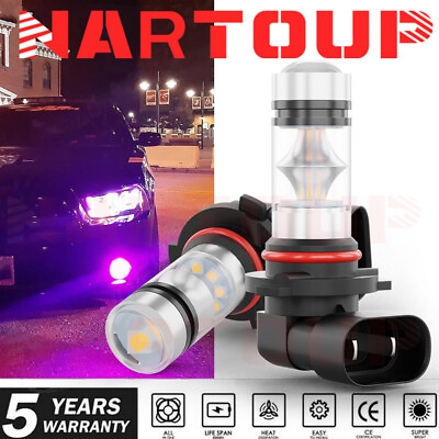 #ad NEW 2x 9005 H10 9145 100W 14000K Purple LED Headlight Bulbs Kit Fog Light DRL $18.39