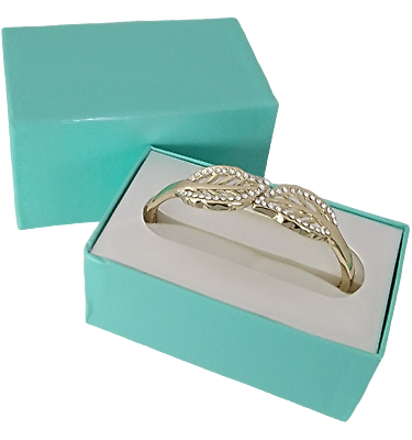 #ad Ladies Leaf Design Crystal Clamp Bangle Bracelet Gold Tone Gift Boxed $13.49