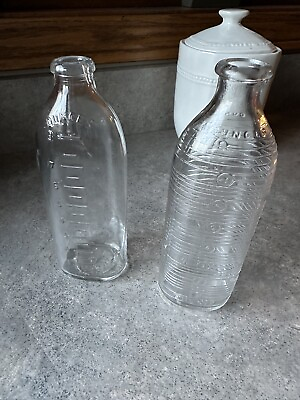 #ad Antique Phenix Clear Glass 8 Oz Baby Bottle Apothecary Vintage Decor Lot of 2 $21.99