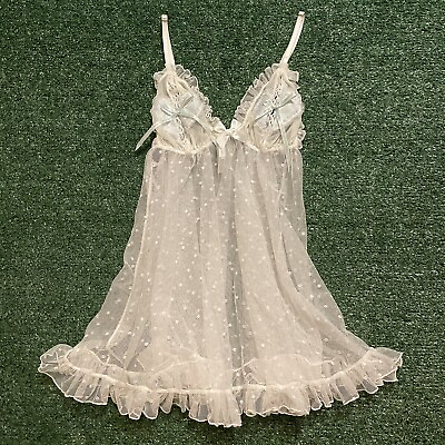 #ad VTG Victoria’s Secret Bridal Nightgown Lingerie Lace Babydoll Dress Wedding RARE $65.00