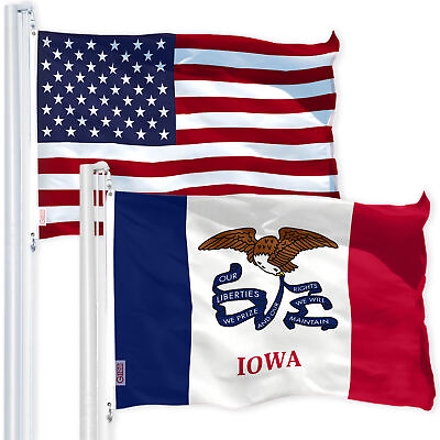 #ad G128 Combo Pack: American USA Flag 3x5 Ft amp; Iowa IA State Flag 3x5 Ft $23.99